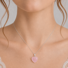 Pendentif Coeur Pierre Naturelle Quartz Cerise 20mm