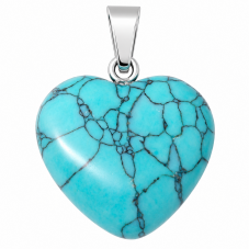 Pendentif Coeur Pierre Naturelle Turquoise 20mm pour la Création de Bijoux Fantaisie - DIY