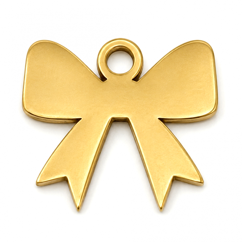 Breloque Noeud Papillon en Acier Inoxydable Doré 10x9mm