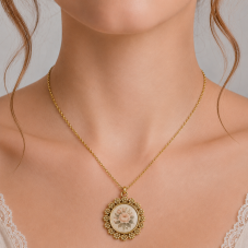Support Pendentif Fleurs en Acier Inoxydable Doré pour Cabochon 20mm