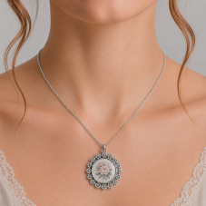 Support Pendentif Fleurs en Acier Inoxydable Argenté pour Cabochon 20mm