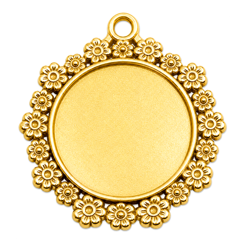 Support Pendentif Fleurs en Acier Inoxydable Doré pour Cabochon 20mm