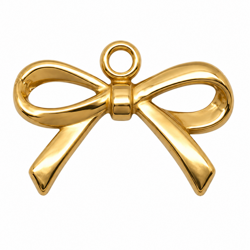 Breloque Nœud Rosette en Acier Inoxydable Doré 16x10mm