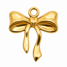 Breloque Nœud Rosette en Acier Inoxydable Doré 17x15mm pour la Création de Bijoux Fantaisie - DIY