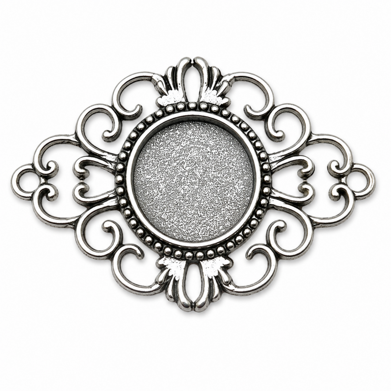 Support Connecteur en Métal Argenté pour Cabochon 18mm