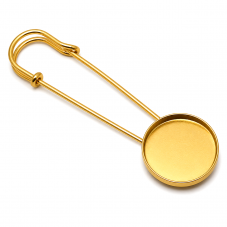 Support Broche Épingle en Métal Doré pour Cabochon 20mm pour la Création de Bijoux Fantaisie - DIY