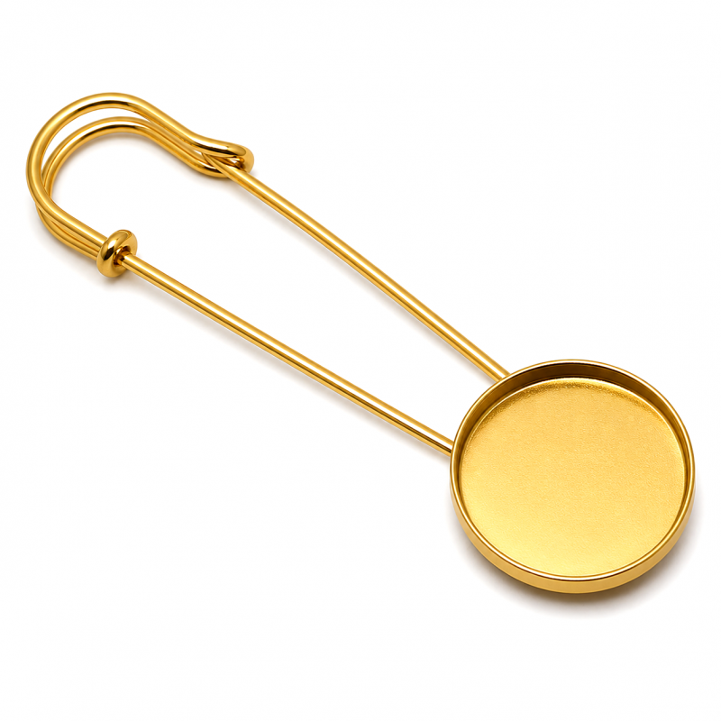 Support Broche Épingle en Métal Doré pour Cabochon 20mm