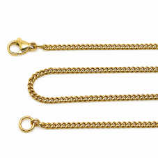 Collier Chaîne Fine à Mailles Gourmette 2mm en Acier Inoxydable Doré - 45cm Long