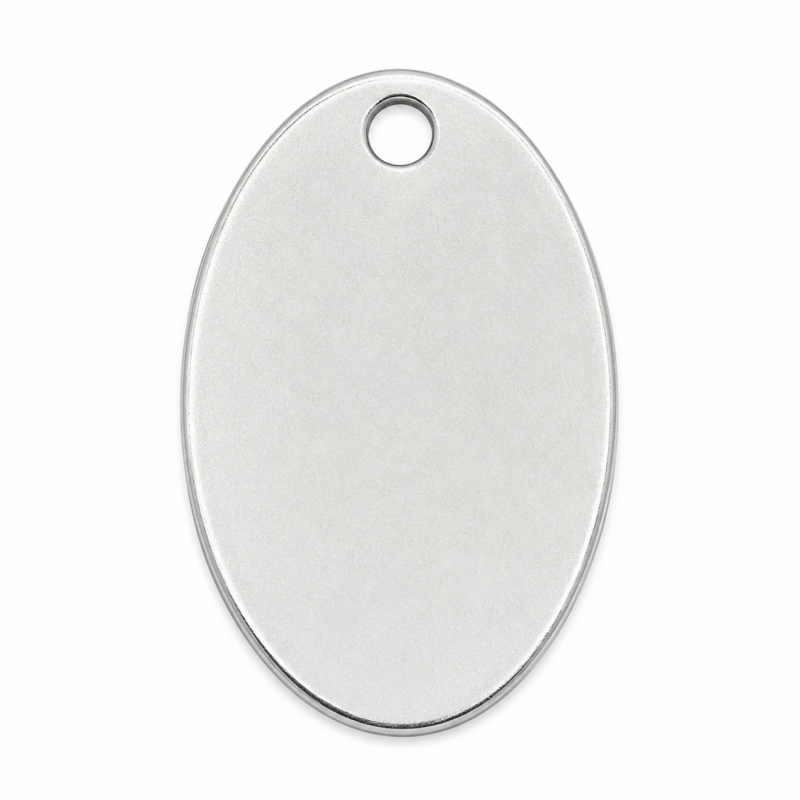 2 Pendentifs Breloque Ovale en Acier Inoxydable 19x12mm