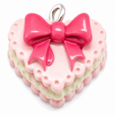 2 Breloques Gâteau Coeur Fraise Gourmandise Miniature en Résine 15x12mm Saint Valentin pour la Création de Bijoux Fantaisie - DI