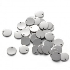5 Breloques Médaille Tag en Acier Inoxydable 10mm