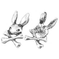 6 Breloques Lapin Tête de Mort Argenté 15.5mm