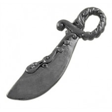 10 Breloques Sabre Noir Argenté 25x6mm