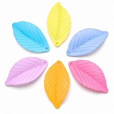 6 Breloques Feuille en Résine Multicolore 36mm