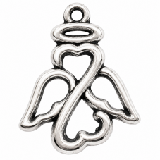 4 Breloques Ange de Noël Argenté 22x20mm pour la Création de Bijoux Fantaisie - DIY