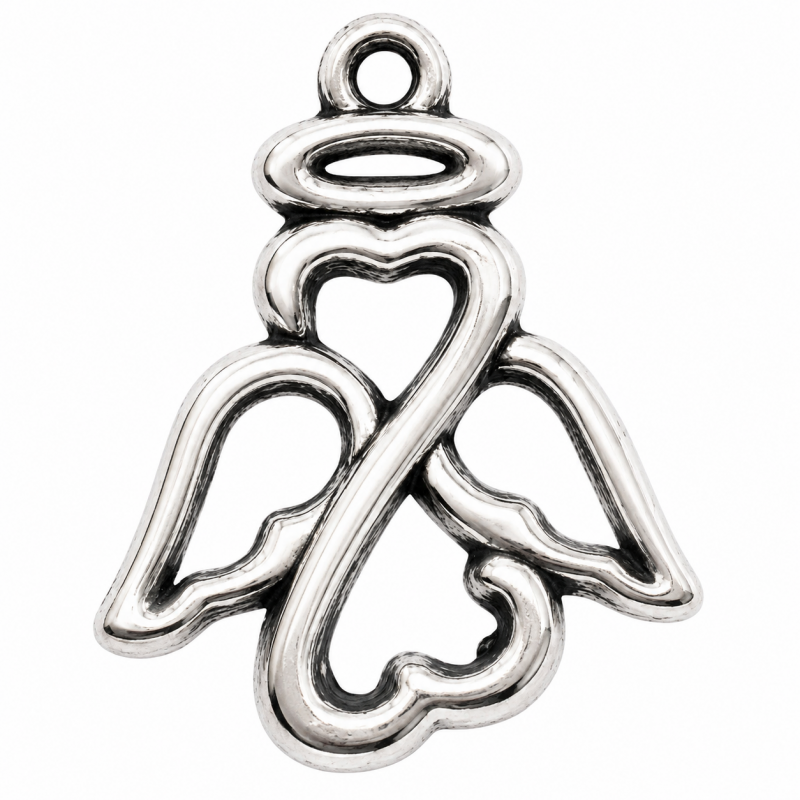 4 Breloques Ange de Noël Argenté 22x20mm