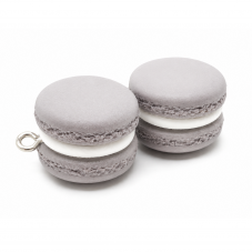 2 Breloques Macaron Taupe Gourmandise en Fimo 15mm pour la Création de Bijoux Fantaisie - DIY