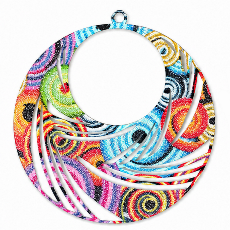 2 Breloques Estampe Filigrane Colorées en Métal 43x40mm