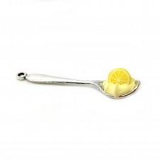 Grande Breloque Cuillère Chantilly Citron en Fimo 55mm