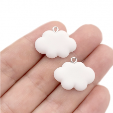 2 Breloques Nuage Blanc en Résine 25x20mm