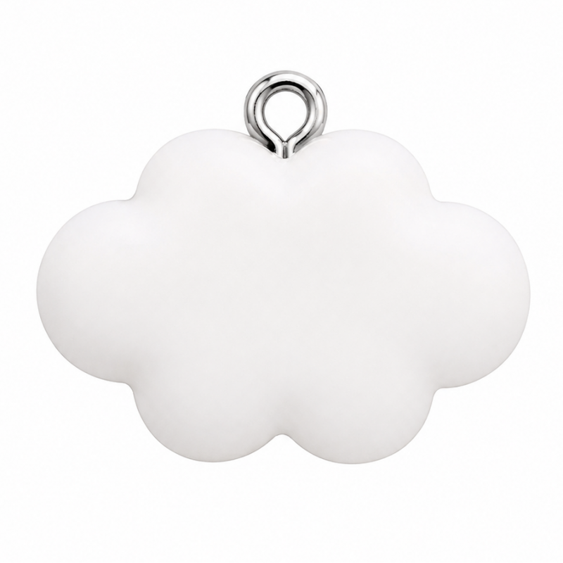 2 Breloques Nuage Blanc en Résine 25x20mm