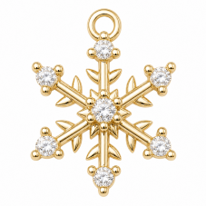 2 Breloques Flocon de Neige Métal Doré avec Strass 14x11mm pour la Création de Bijoux Fantaisie - DIY