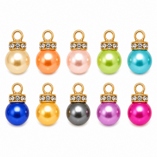 20 Breloques Perle 8mm avec Strass Métal Doré pour la Création de Bijoux Fantaisie - DIY