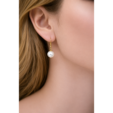 2 Breloques Perle Couleur Blanc 10mm Métal Doré