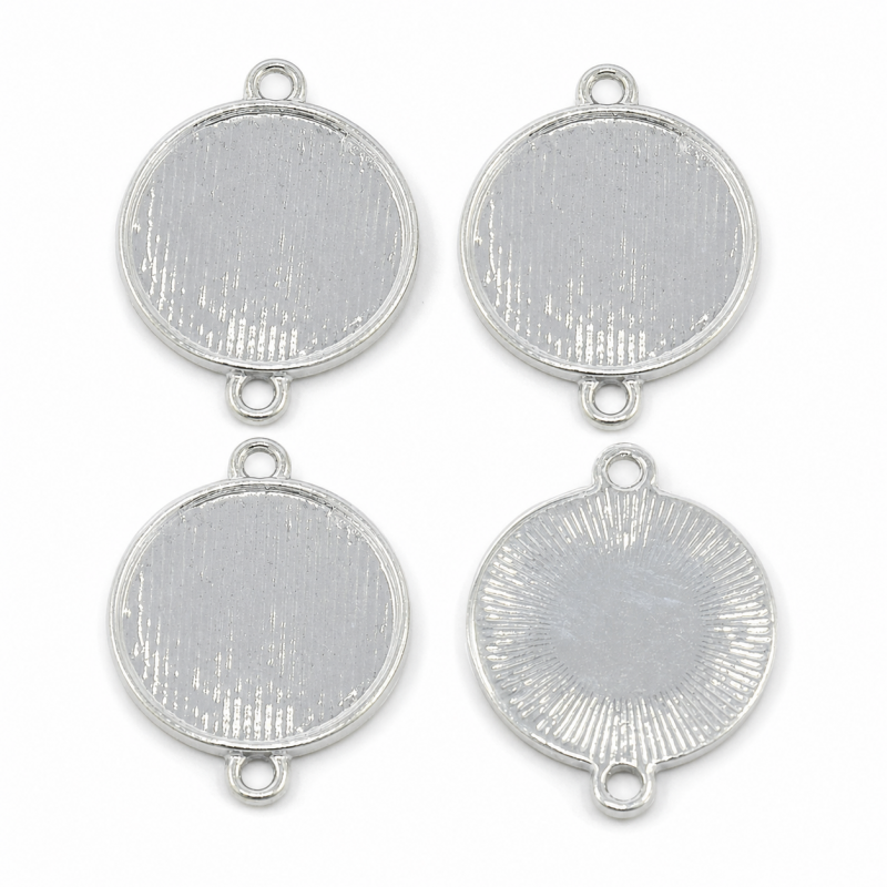 4 Supports Connecteurs Argentés pour Cabochon 18mm