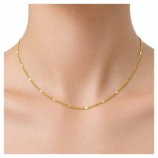 Collier Chaîne Fine à Mailles Gourmette avec Pastilles 1.5mm en Acier Inoxydable Doré - 45cm Long