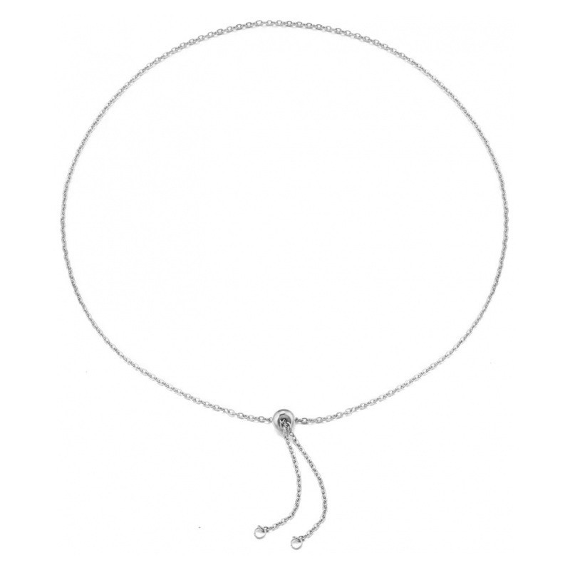 Collier Ajustable Chaîne Argentée ou Dorée à Maille 2mm en Acier Inoxydable - 58cm Long