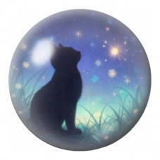 Cabochon en Verre Illustré Silhouette de Chat sous un Ciel Bleu 12 à 25mm pour la Création de Bijoux Fantaisie - DIY