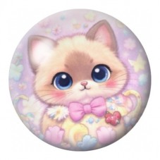 Cabochon en Verre Illustré Chaton Siamois au Nœud Rose 12 à 25mm pour la Création de Bijoux Fantaisie - DIY