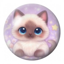 Cabochon en Verre Illustré Chaton Siamois aux Yeux Bleus 12 à 25mm pour la Création de Bijoux Fantaisie - DIY