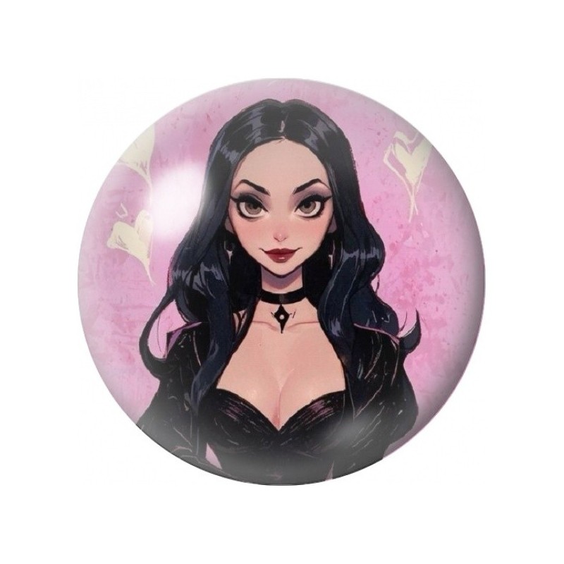 Cabochon en Verre Illustré Femme Gothique aux Cheveux Noirs 12 à 25mm