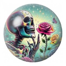 Cabochon en Verre Illustré Squelette à la Rose 12 à 25mm pour la Création de Bijoux Fantaisie - DIY