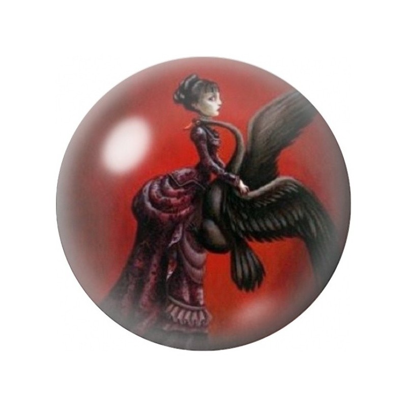 Cabochon en Verre Illustré Femme au Cygne Noir 12 à 25mm