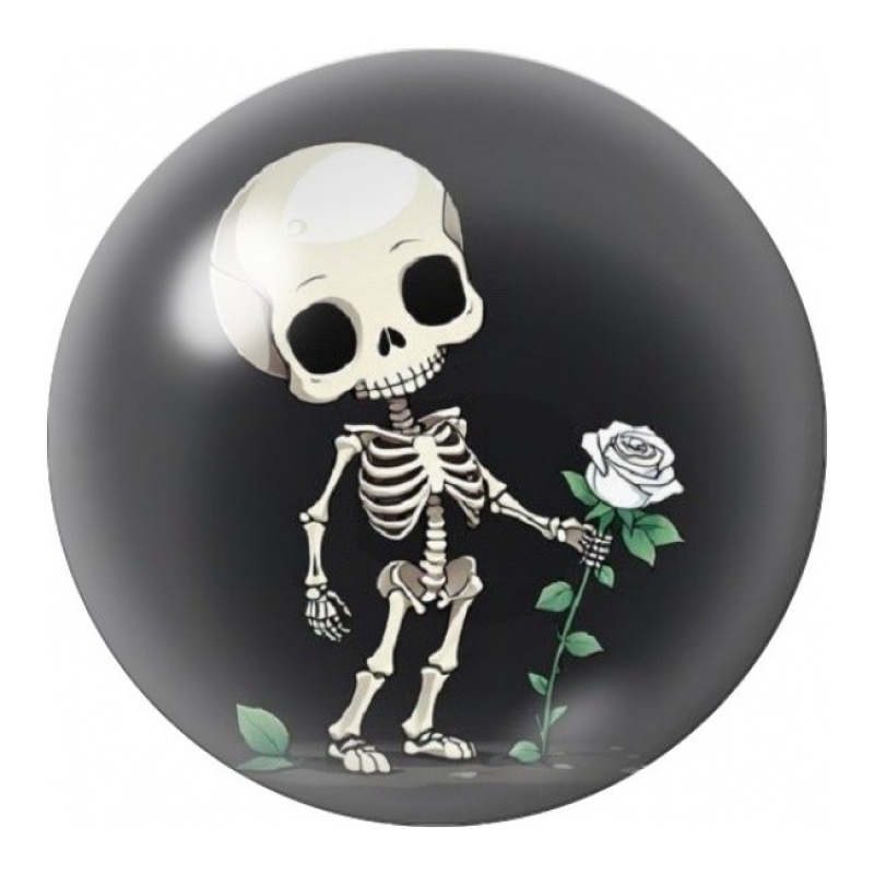 Cabochon en Verre Illustré Squelette à la Rose Blanche 12 à 25mm