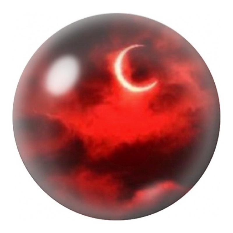 Cabochon en Verre Illustré Lune Rouge dans les Nuages 12 à 25mm
