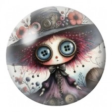 Cabochon en Verre Illustré Poupée Gothique aux Yeux Boutons 12 à 25mm pour la Création de Bijoux Fantaisie - DIY