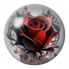 Cabochon en Verre Illustré Rose Rouge Gothique 12 à 25mm pour la Création de Bijoux Fantaisie - DIY
