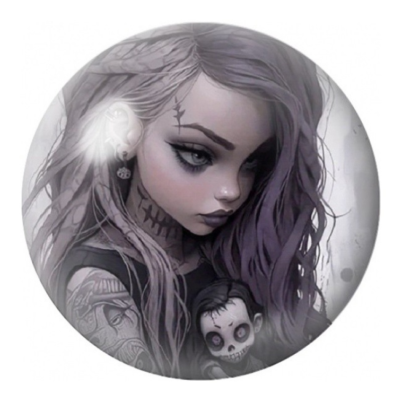 Cabochon en Verre Illustré Adolescente Gothique à la Poupée 12 à 25mm