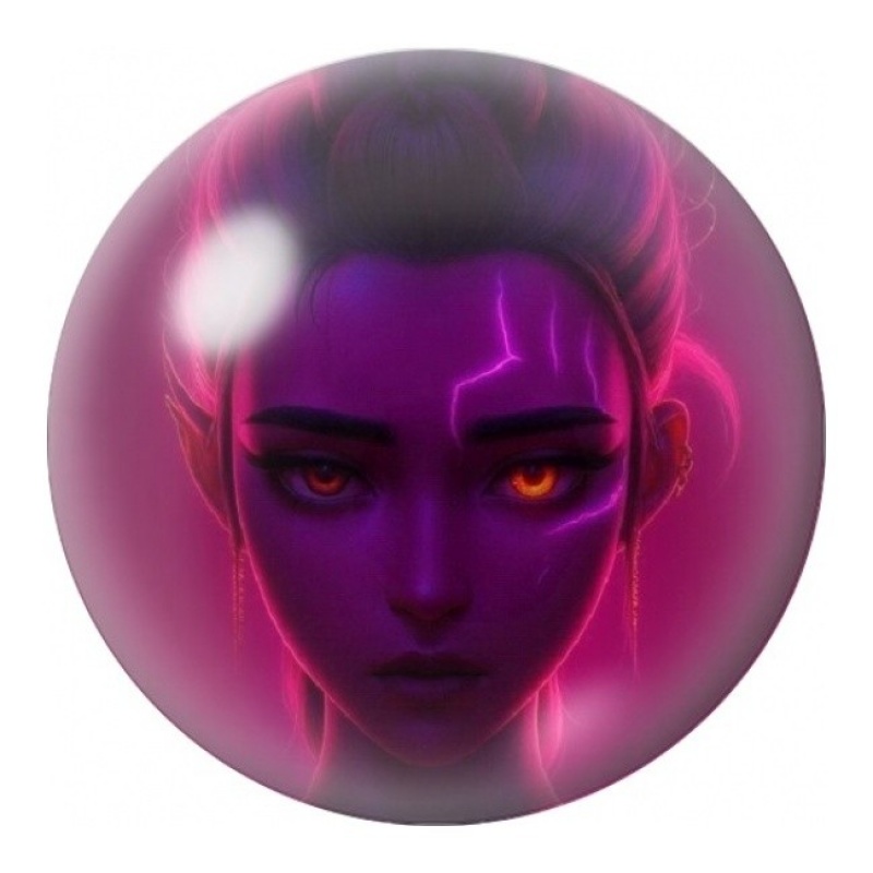 Cabochon en Verre Illustré Rumi au Visage Violet 12 à 25mm