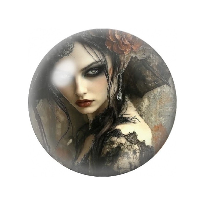 Cabochon en Verre Illustré Femme Gothique aux Fleurs d’Automne 12 à 25mm