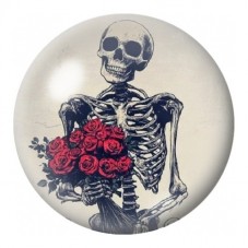 Cabochon en Verre Illustré Squelette au Bouquet de Roses 12 à 25mm pour la Création de Bijoux Fantaisie - DIY