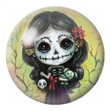 Cabochon en Verre Illustré Petite Calavera aux Poupées 12 à 25mm pour la Création de Bijoux Fantaisie - DIY