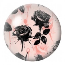 Cabochon en Verre Illustré Roses Noires aux Éclats Roses 12 à 25mm pour la Création de Bijoux Fantaisie - DIY