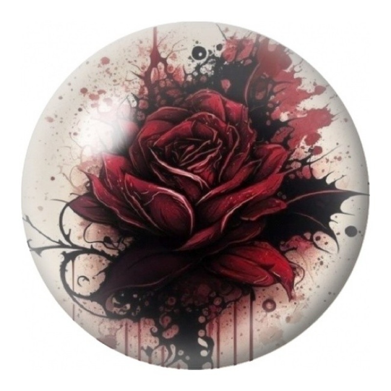 Cabochon en Verre Illustré Rose Rouge aux Éclats d’Encre 12 à 25mm