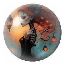 Cabochon en Verre Illustré Femme Squelette aux Lanternes 12 à 25mm pour la Création de Bijoux Fantaisie - DIY