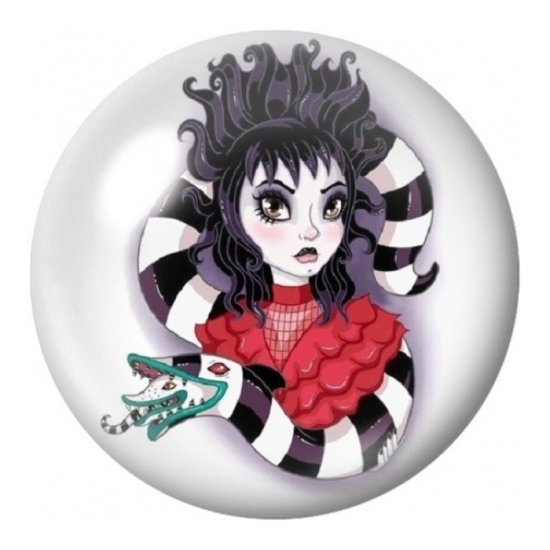 Cabochon en Verre Illustré Lydia aux Serpents Rayés 12 à 25mm